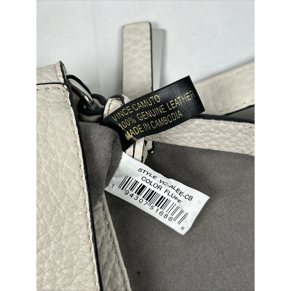 Vince Camuto Crossbody Leather Pebble Bag Cream Gray